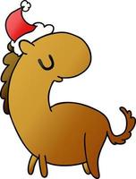 dibujos animados de gradiente de navidad de caballo kawaii vector