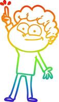 rainbow gradient line drawing cartoon happy man vector