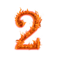 2, Number two Fire Letters icon design png