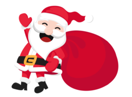 Santa Claus with a raised right hand. Cartoon character png