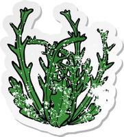 retro distressed sticker of a cartoon seaweed vector