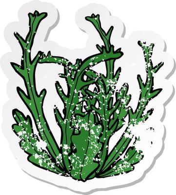 retro distressed sticker of a cartoon seaweed