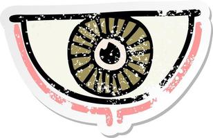 distressed sticker of a cartoon eye symbol vector