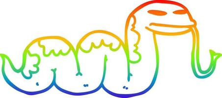 rainbow gradient line drawing cartoon slithering snake vector