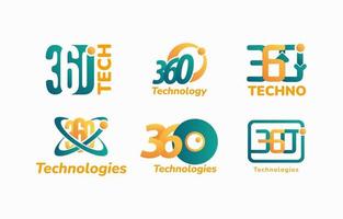 360 Degree Technology Logo Set with Gradient Style vector