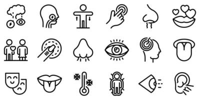 Senses icons set, outline style vector