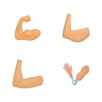 Arm icon set, cartoon style vector