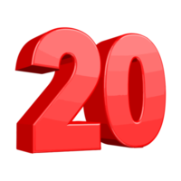 numero venti, 20 numero rosso png