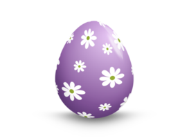 huevo de pascua morado con estampado de flores blancas png