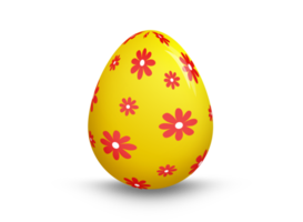 Yellow Easter egg with red flower pattern png