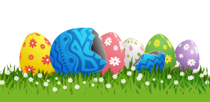 Easter eggs on grass png