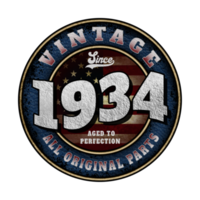 Since 1934 Aged to perfection All original parts Birthday design png