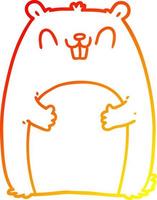 warm gradient line drawing cartoon happy gopher vector