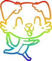 arco iris gradiente línea dibujo riendo perro de dibujos animados vector