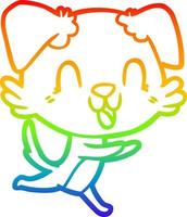 rainbow gradient line drawing laughing cartoon dog vector