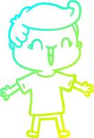 cold gradient line drawing cartoon laughing boy vector