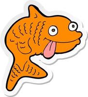 sticker of a cartoon fish vector