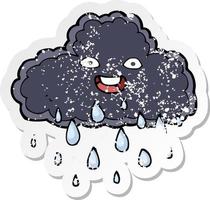 retro distressed sticker of a cartoon raincloud vector