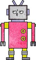 robot de dibujos animados de textura grunge retro vector