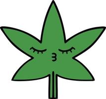 cute cartoon marijuana leaf vector