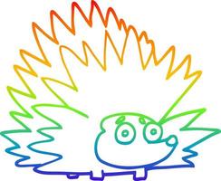 rainbow gradient line drawing cartoon spiky hedgehog vector