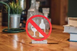 no drinking sign on the table photo