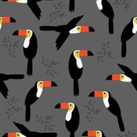 Seamless tropical pattern with toucan. Vector summer background.