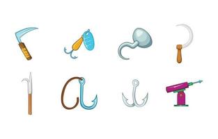 Hook icon set, cartoon style vector