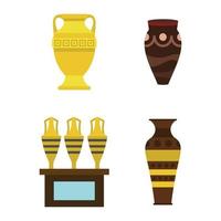 Vase icon set, flat style vector