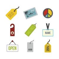Label icon set, flat style vector