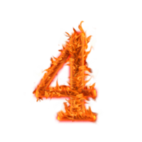 4, design de ícone de letras de fogo número quatro png