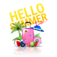 Hello summer greeting card png