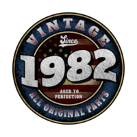 Since 1982 Aged to perfection All original parts Birthday design png