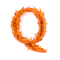 diseño de icono de letras del alfabeto de fuego q capital png