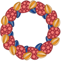 coloridos huevos de pascua, marco redondo, corona. ilustración en color sobre un fondo transparente png