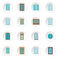 Plastic window forms icons set in flat style vector