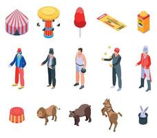 Circus icons set, isometric style vector