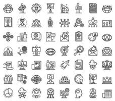 IT administrator icons set, outline style vector