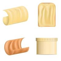 Butter curl block icons set, realistic style vector