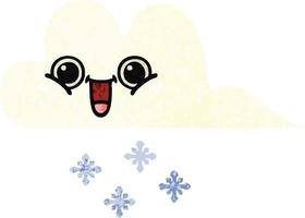 nube de nieve de dibujos animados de estilo de ilustración retro vector