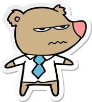 sticker of a cartoon angry boss bear vector