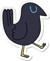 pegatina de un peculiar cuervo de dibujos animados dibujados a mano vector