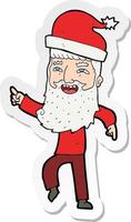 sticker of a cartoon hipster santa claus vector