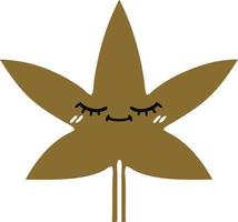 flat color retro cartoon autumnal leaf vector
