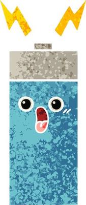 retro illustration style cartoon battery