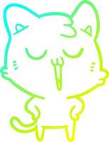 cold gradient line drawing cartoon cat singing vector