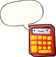 cartoon calculator and speech bubble in smooth gradient style vector