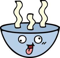 cute cartoon bowl of hot soup vector