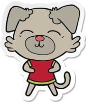 sticker of a cartoon dog vector