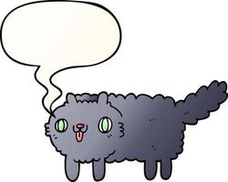 cartoon cat and speech bubble in smooth gradient style vector